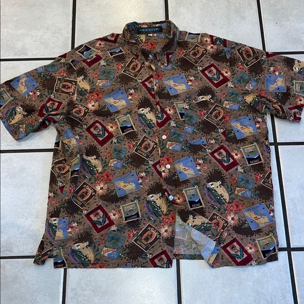 Island Hawaii Coffee Bean Roaster Around da World Barista Aloha Luau Party Shirt